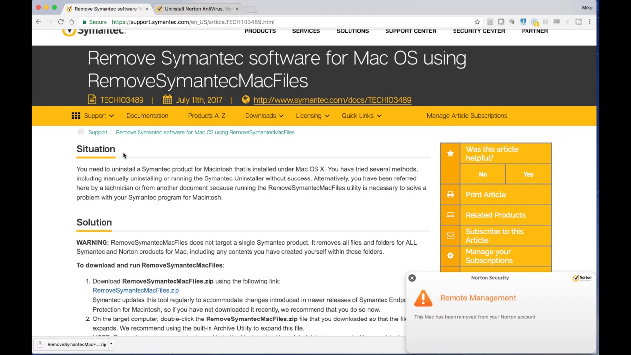 remove symantec mac